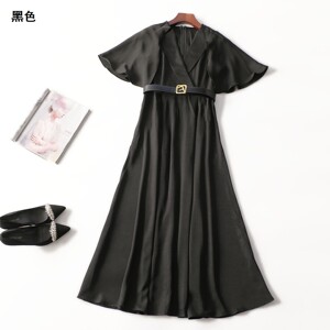 246399 夏连衣裙 女加长款五分袖套头.M.L.XL