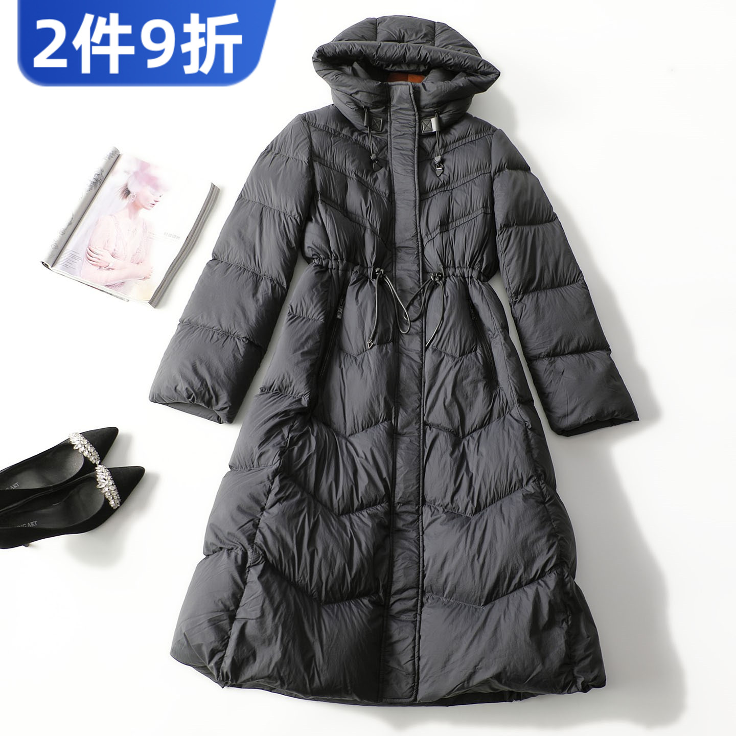 247901 冬羽绒服 女加长款长袖拉链