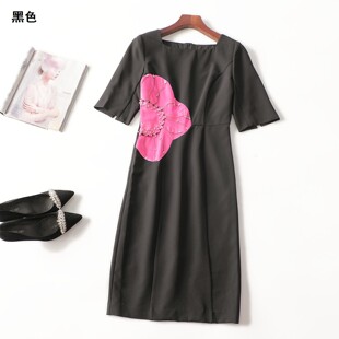 246595 夏连衣裙 深圳女加长款五分袖套头.S.M.L.XL.2XL.3XL