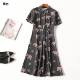 245838 翻领 短袖 夏连衣裙 深圳女印花加长款