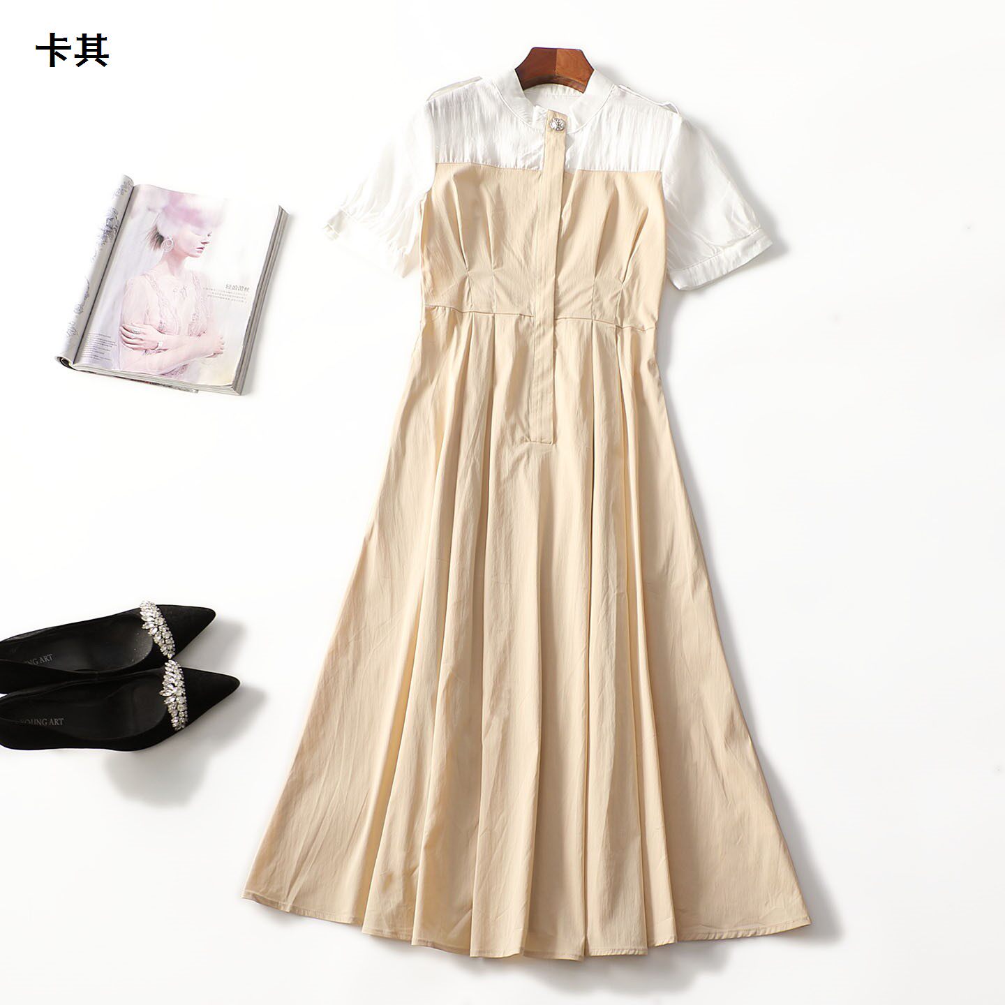 248530气质女装女人味法式精致洋气夏加长款套头短袖连衣裙