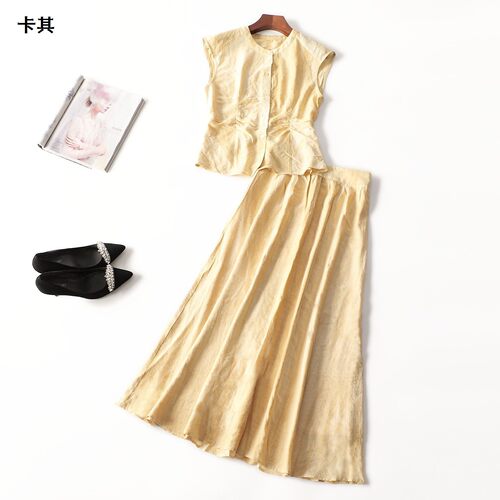 411963 夏衬衣半身裙套装 女长款无袖圆领.M.L.XL.S