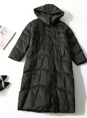 413077 冬加长款单排扣长袖羽绒服