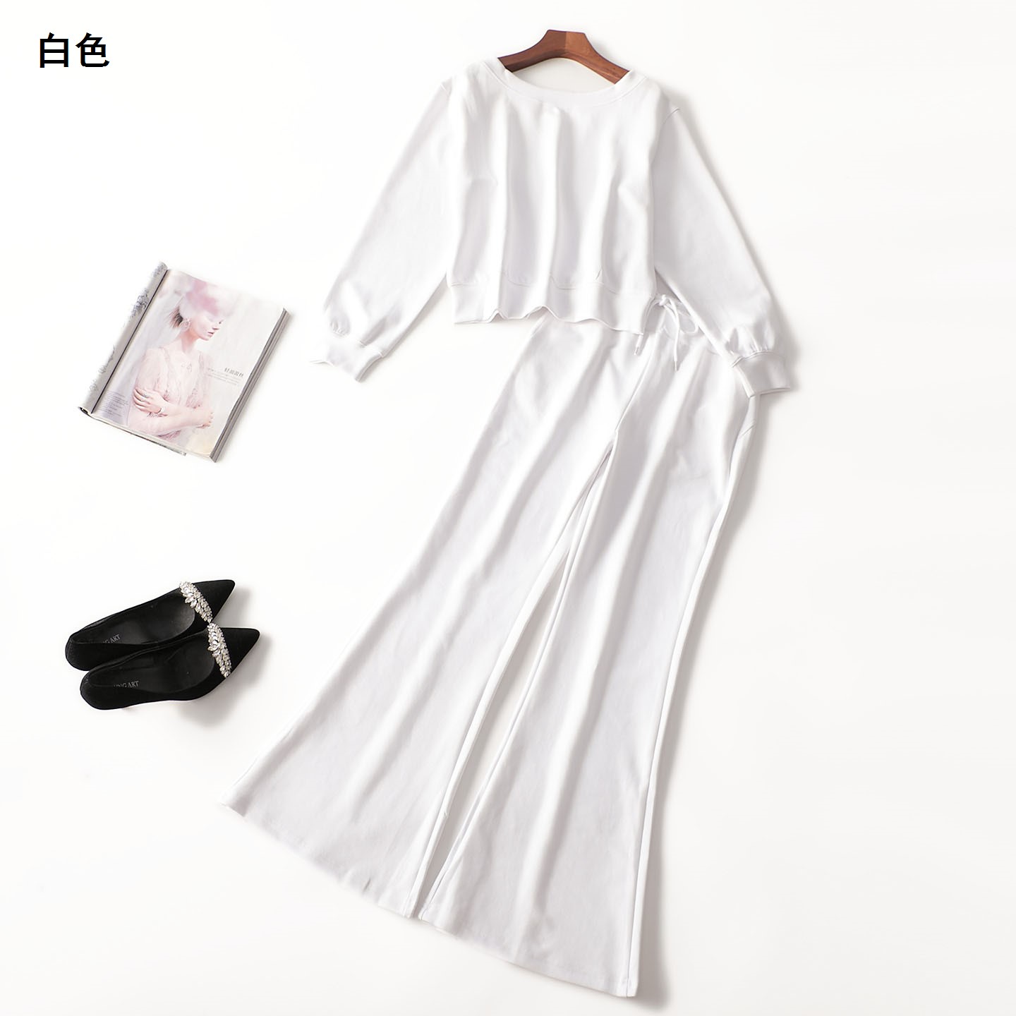 412035 秋棉卫衣裤子套装 女长款长袖套头