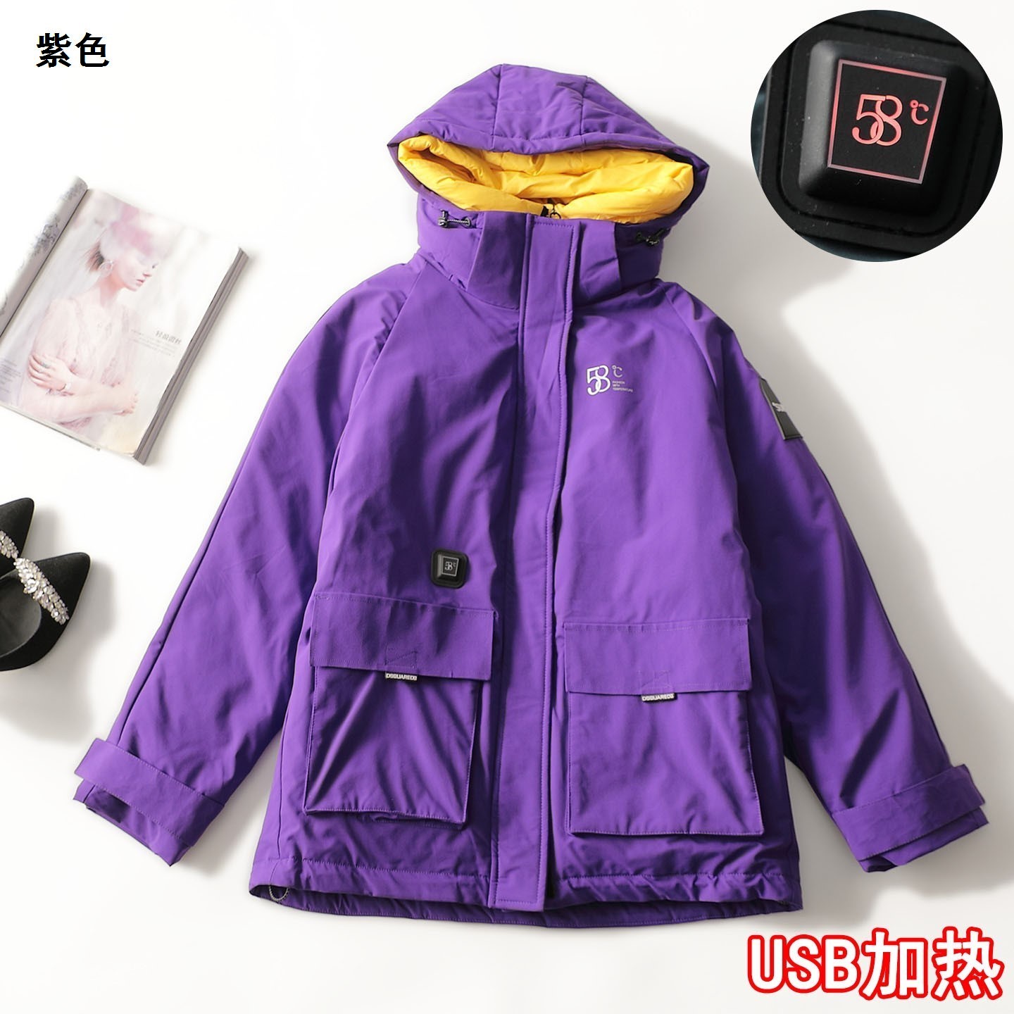 247697 冬羽绒服 女中长款长袖拉链