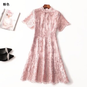 243123 夏连衣裙 女长款短袖V领.M.L.XL