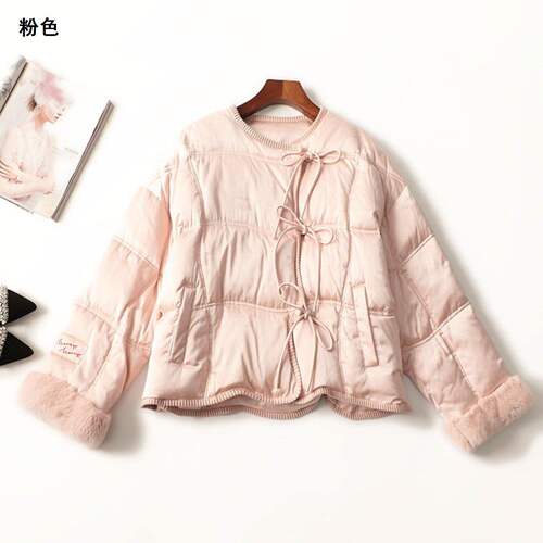245078 冬羽绒服 女中长款长袖圆领.M.L