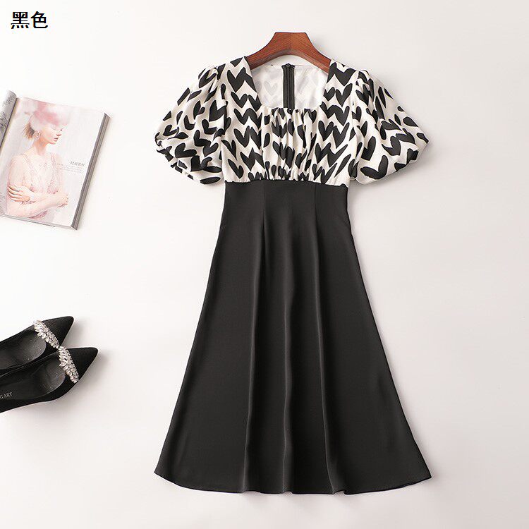 238549 夏长款V领短袖连衣裙