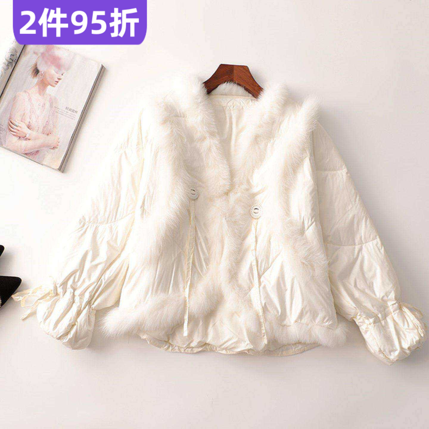 244208 冬羽绒服 女中长款长袖V领.M.L