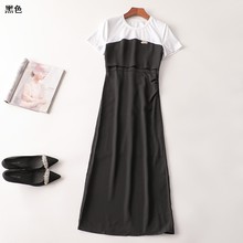 243643 夏连衣裙 深圳女加长款短袖圆领