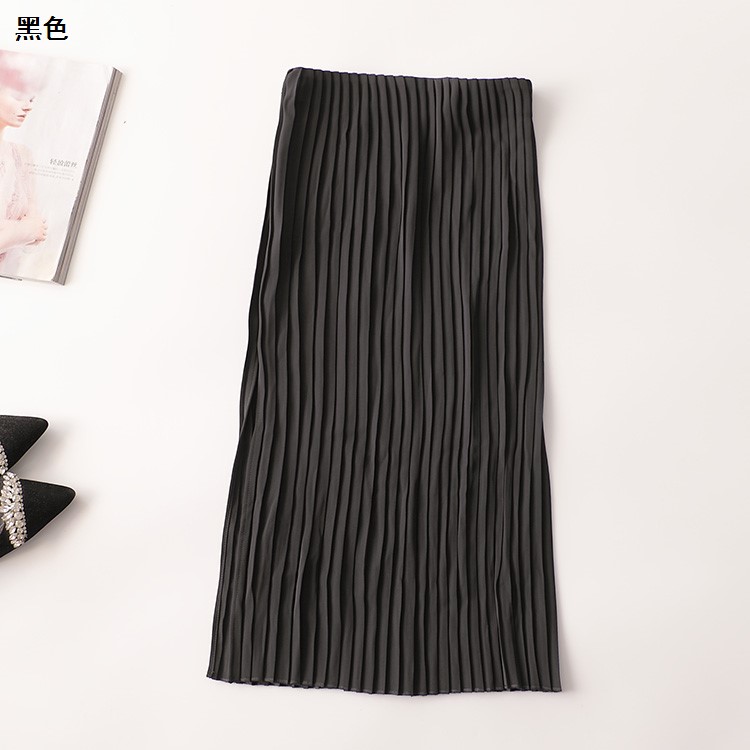 409137 夏半身裙 深圳女压褶加长现货