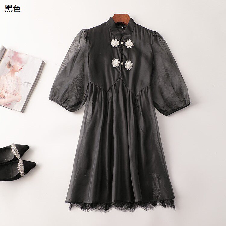【次品】238314 连衣裙红点吊带少肩带扣右袖小洞
