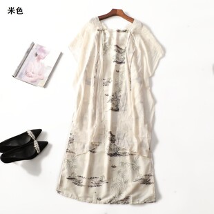 248594超值女装精品气质假2件国风妩媚性感夏加长款套头连衣裙