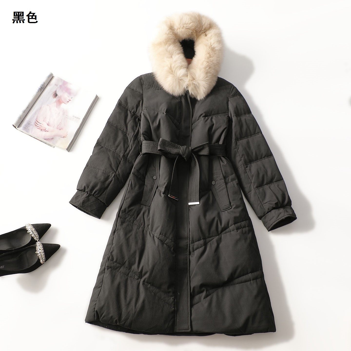 247498 冬羽绒服 女加长款长袖暗扣.XL
