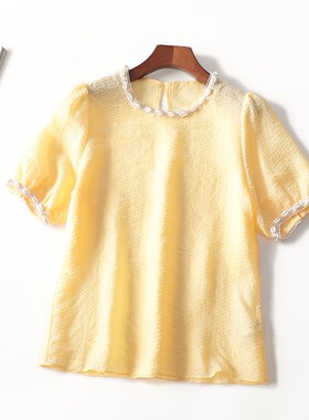 246425超值品质精品女装新款洋气减龄小衫夏中长款套头短袖上衣