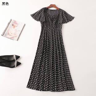 短袖 深圳女加长款 V领50现货 夏连衣裙 409034