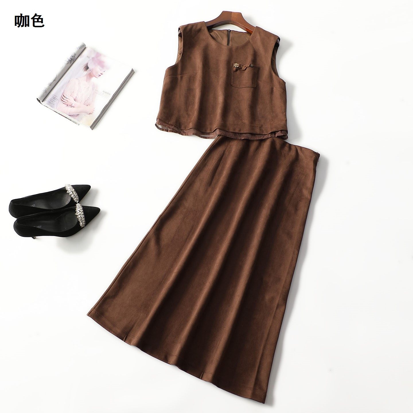 413040 秋背心半身裙套装 女长款无袖套头,女装/女士精品,时尚套装,淘宝优惠券,粉丝福利购,淘宝优惠卷