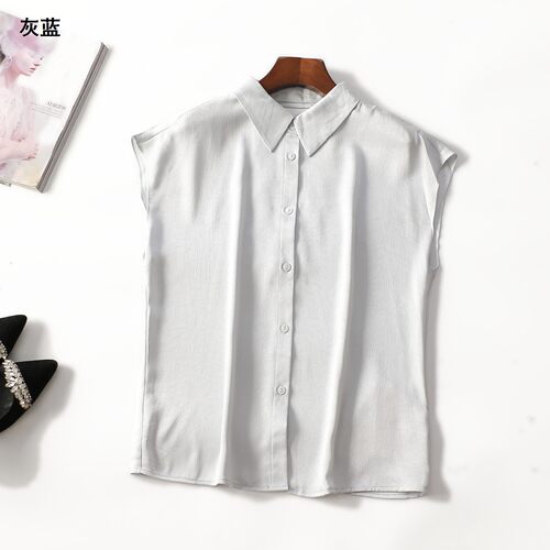 249213 夏衬衫 女中长款无袖单排扣.M.L.XL.2XL