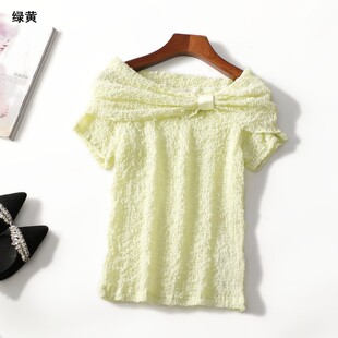 上衣 套头短袖 248526原创南油高档女装 轻奢天丝设计感洋气夏短款