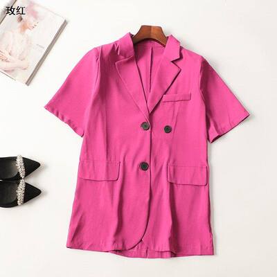 410837 夏西装 女中长款五分袖翻领.L