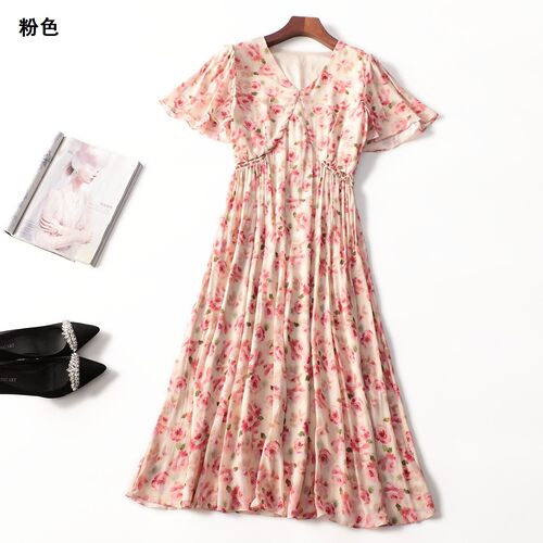 246491 夏连衣裙 深圳女加长款短袖套头.S.M.L