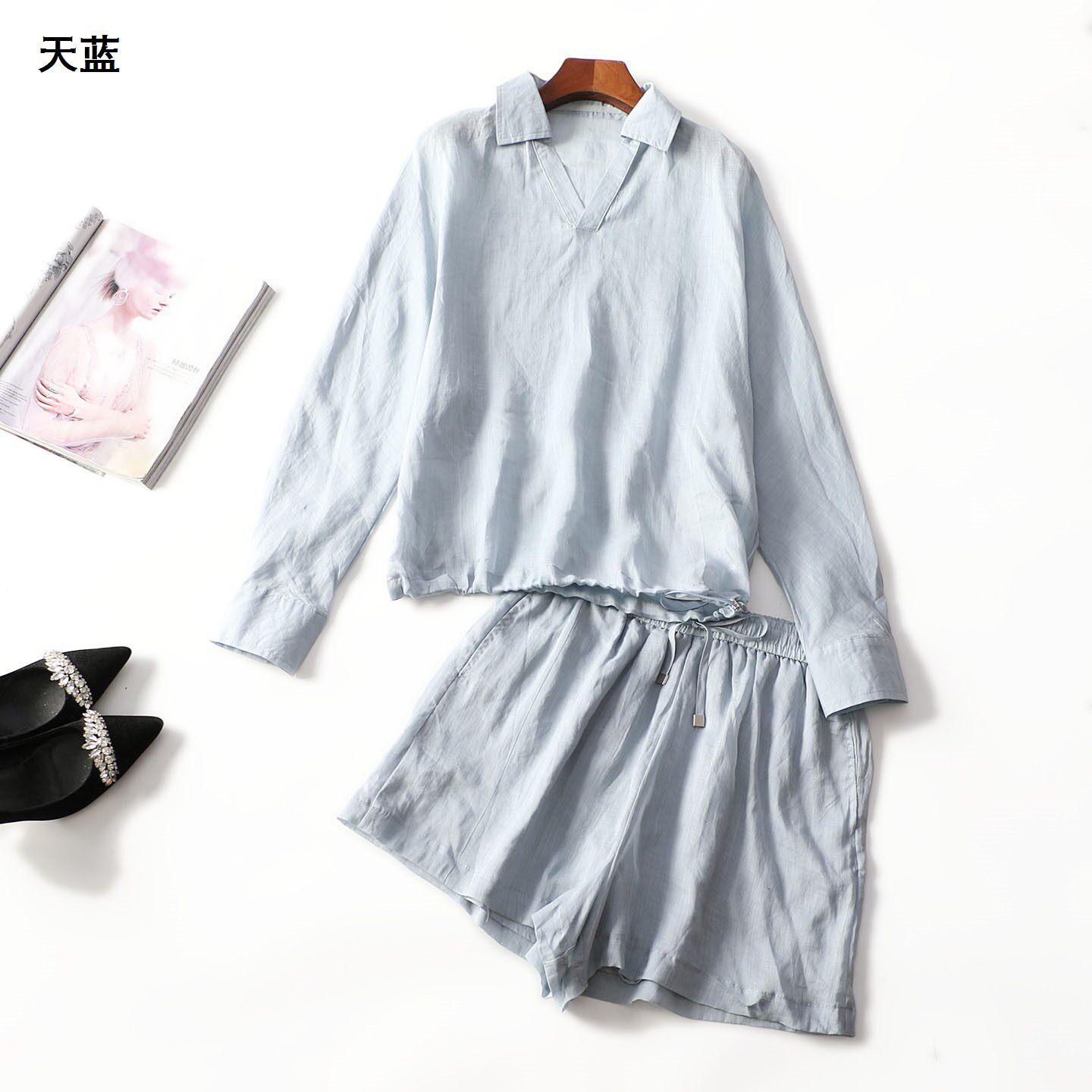 248566 春上衣裤子套装 女短款长袖套头.S.M.L.XL