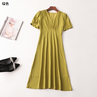 连衣裙 V领短袖 242768 夏加长款