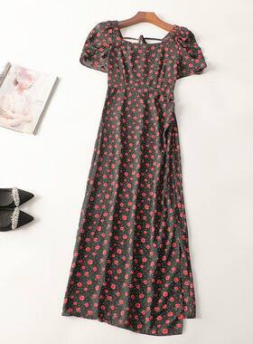 245431 夏连衣裙 女加长款短袖V领断码清仓