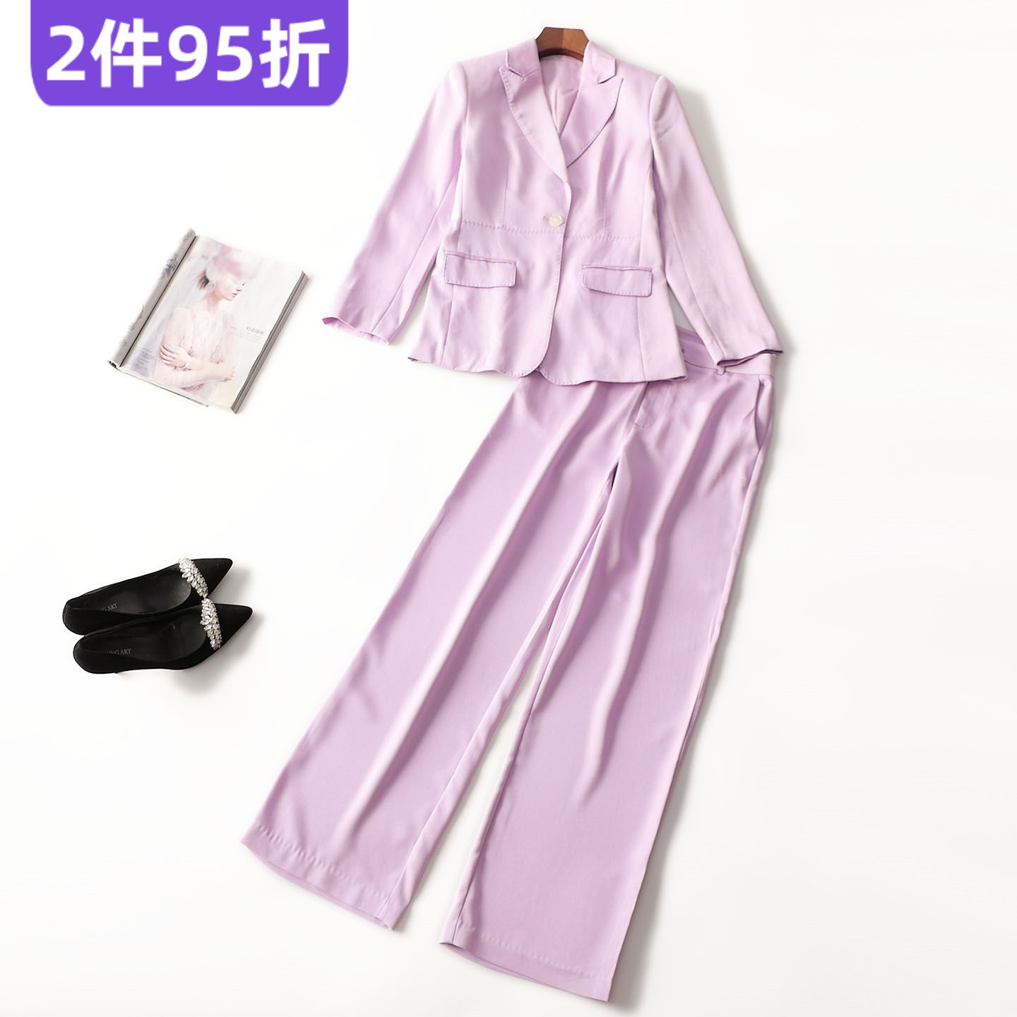 412216 秋西装裤子套装 深圳女长款长袖单扣.S.M.L.XL
