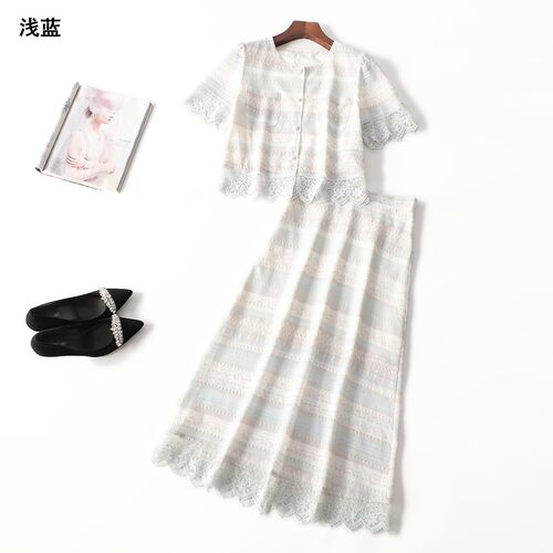 411860 夏上衣半身裙套装 女长款短袖圆领.L.M