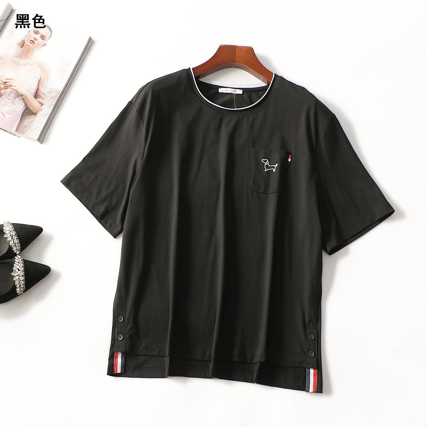 413956 夏T恤 女中长款短袖套头.M.XL.3XL