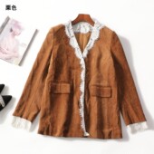 504500 单排扣 长袖 冬外套 女中长款