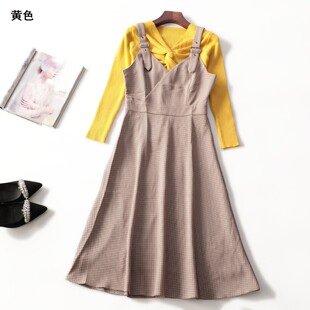 247637 秋针织衫长裙套装 深圳女长款九分袖套头.S.M.L.XL