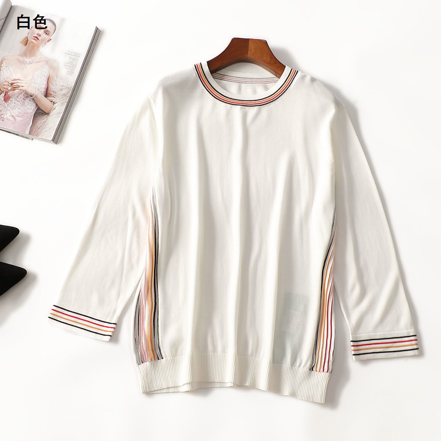 250119 秋针织衫 女中长款九分袖套头.3XL.4XL