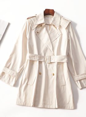 412301 秋风衣 女中长款长袖单排扣