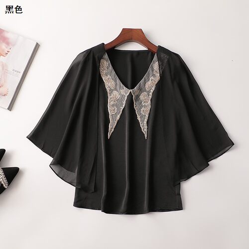 404436 夏上衣 女五分袖V领.S.M.L