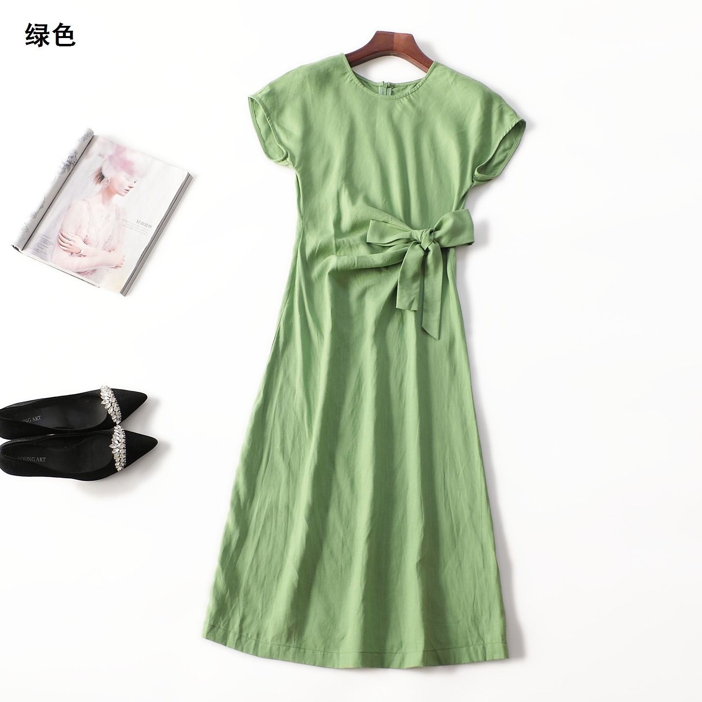 411669 夏莱赛尔麻连衣裙 女加长款无袖圆领