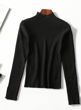 248100清货超值女百搭毛衣打底衫高弹力秋短款套头长袖针织衫