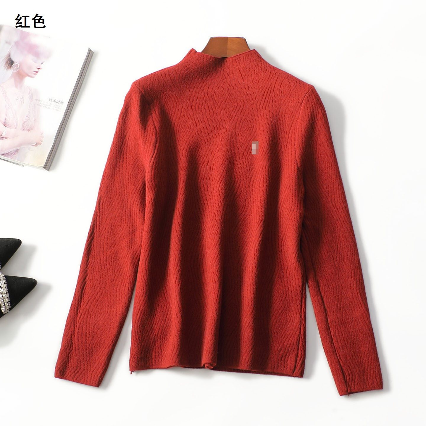 248042超值精品女装保暖亲肤一体绒毛衣打底冬中长款长袖针织衫