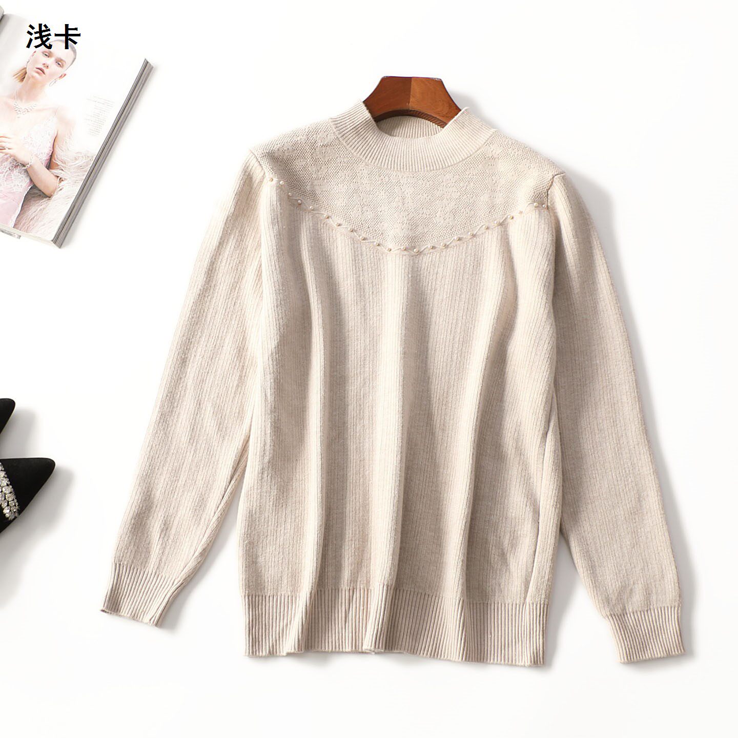 508058 冬毛衣 女中长款长袖套头.M