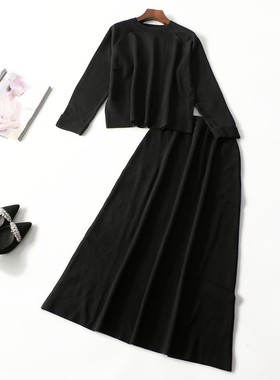 413090 春针织衫半身裙套装 女长款九分袖套头清仓