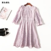 411697亏本清货南油高定轻奢重工刺绣人亲肤长款 圆领连衣裙