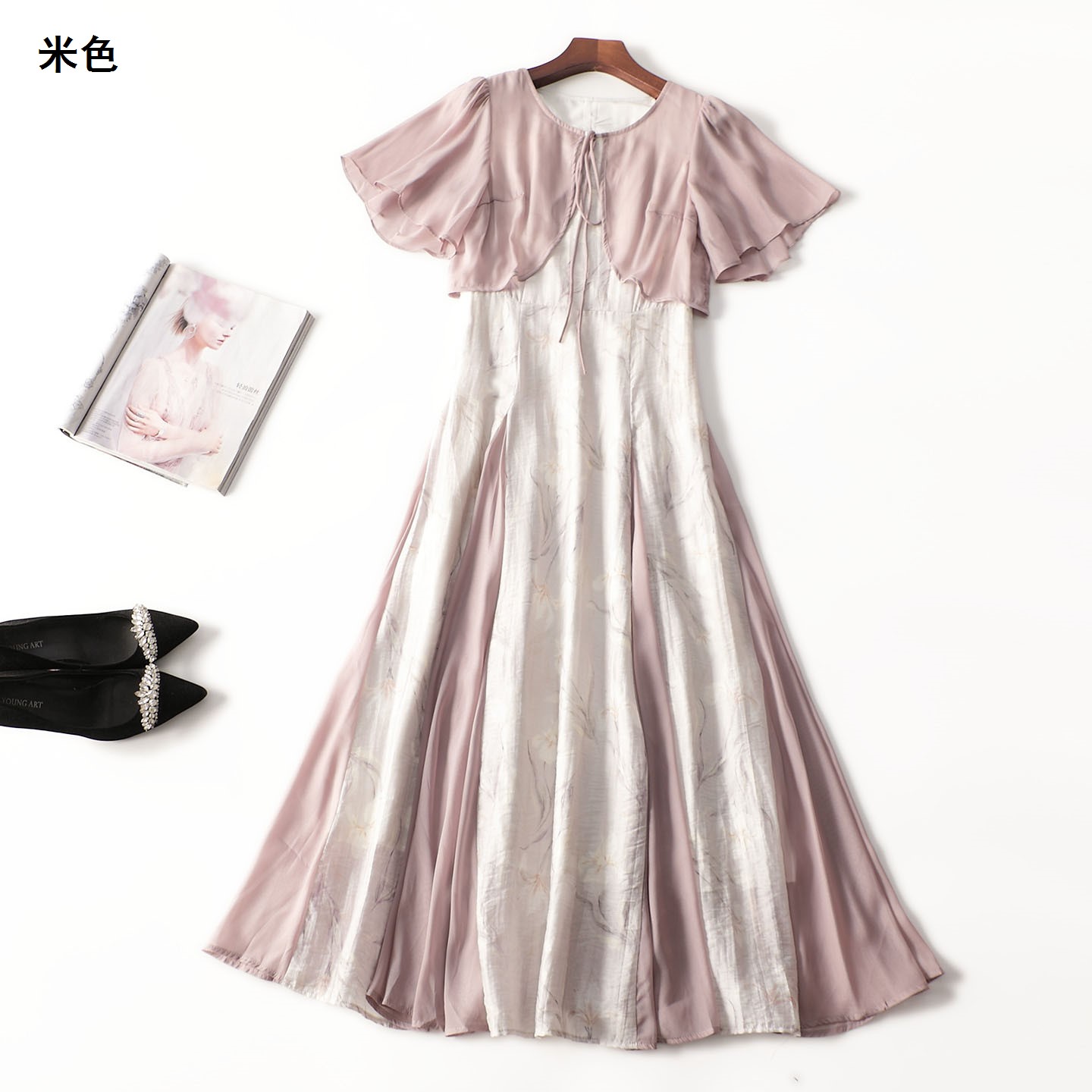 411905 夏莱赛尔连衣裙 女加长款短袖圆领