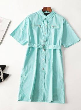 245862 夏连衣裙 深圳女长款五分袖翻领现货