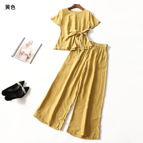 414154 夏上衣裤子套装 女长款短袖套头.M.L.XL.2XL