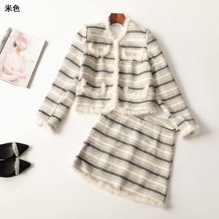 【次品】245017 外套半身裙套装扣少装饰