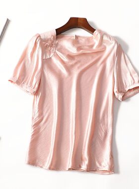 249087超值精致女装洋气小衫通勤风夏夏中长款套头短袖上衣