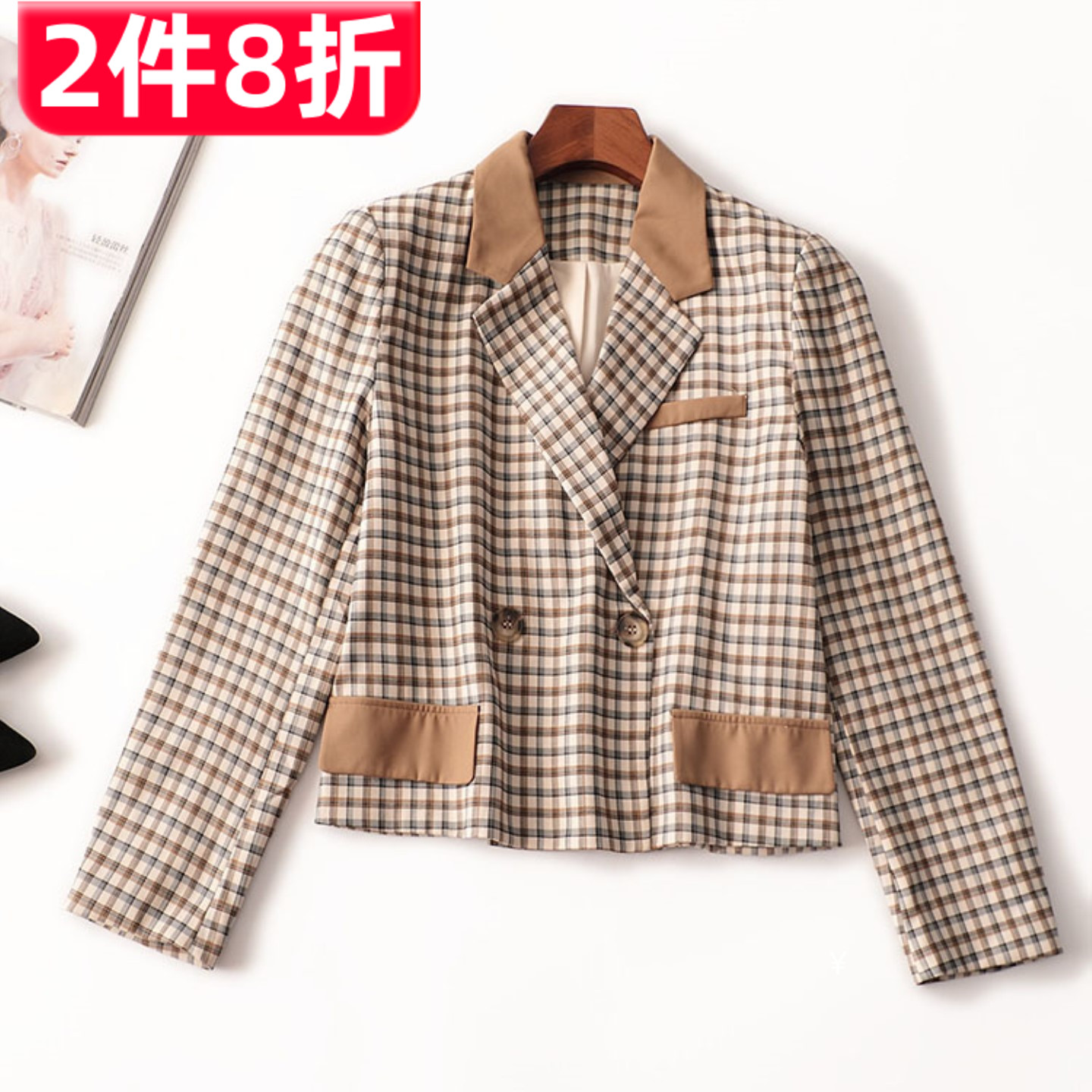 409649 秋西装 深圳女短款长袖翻领