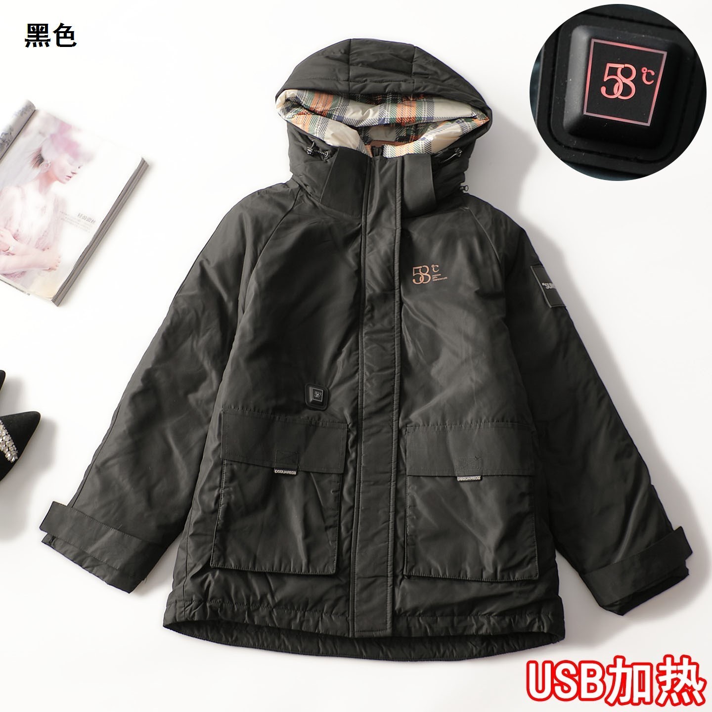 247708 强烈推荐高档女装品牌高品质加热冲锋90鸭绒冲锋羽绒服