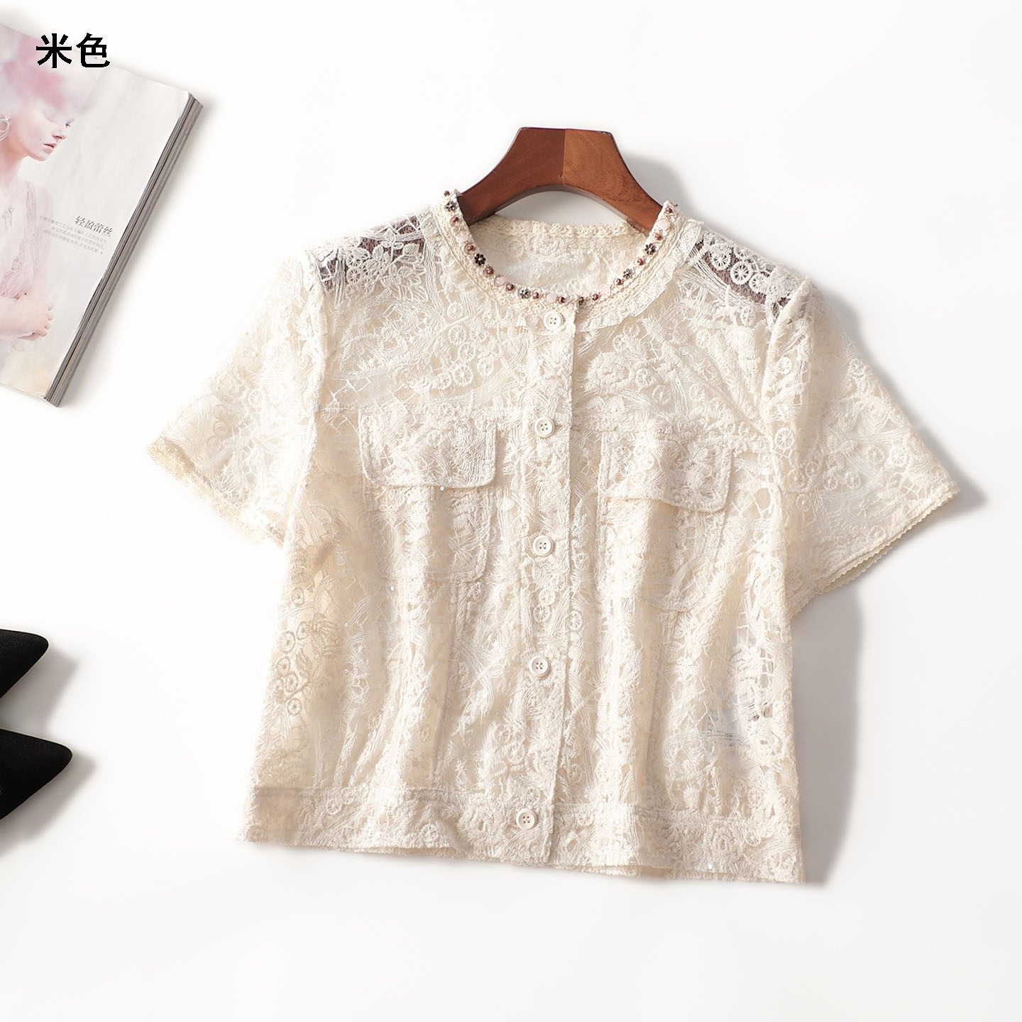 246450新款超值品质精品女装洋气重工女人味夏短款单排扣短袖衬衫,女装/女士精品,衬衫,淘宝优惠券,粉丝福利购,淘宝优惠卷